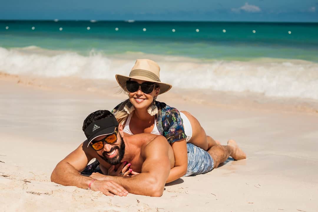 Couple Without Body Hair Playing on the Beach